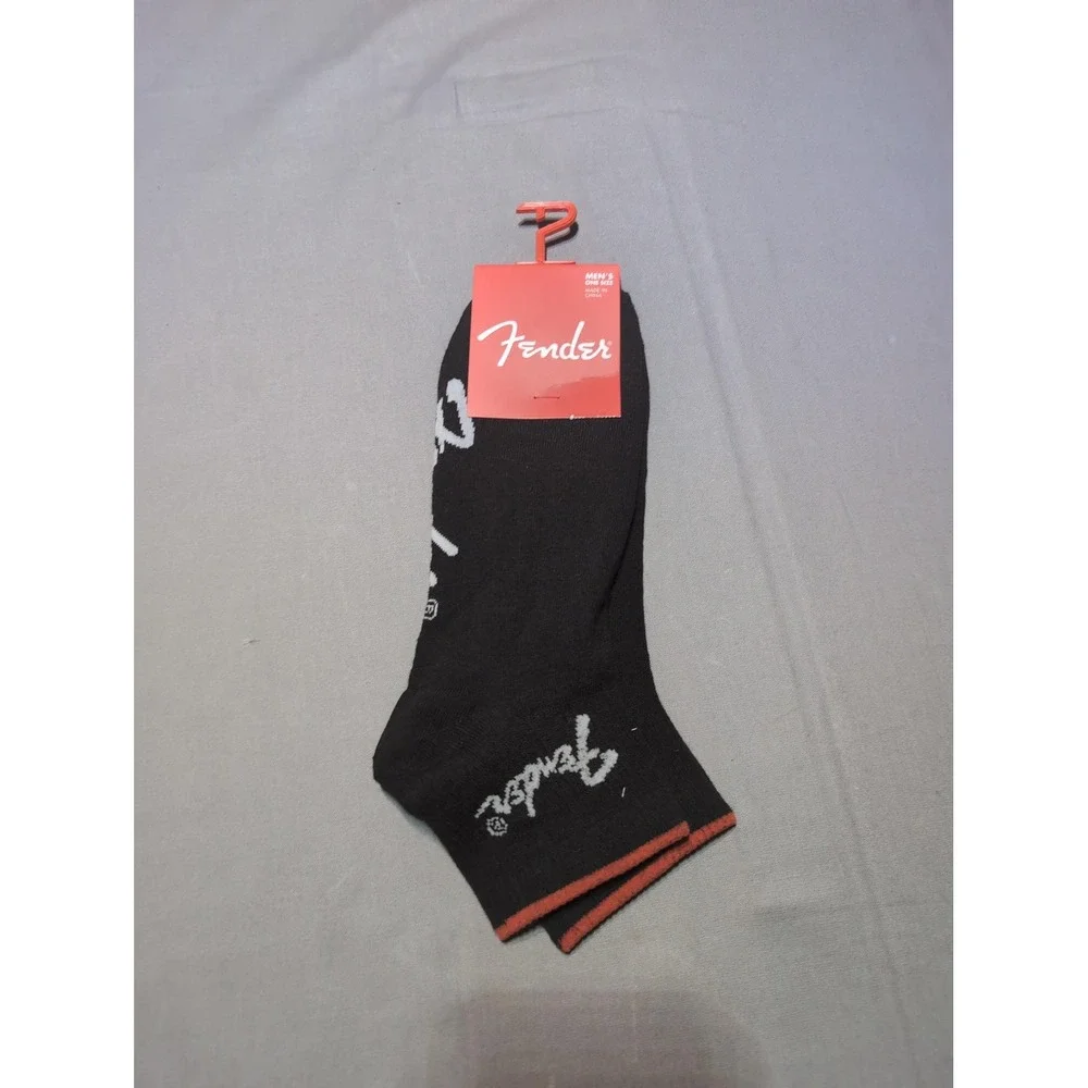 Fender‎ Socks Mens Size 7-12 Black Low Cut Logo Official Band Musician Gift Pair